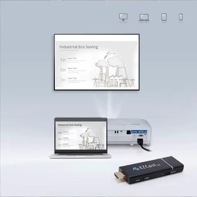 Alt view image 7 of 7 - EZCast PRO Dongle Wireless Presentation Smart TV Stick High Speed MIMO 2T2R WiFi HDMI, Supports 4 to 1 Split Screens