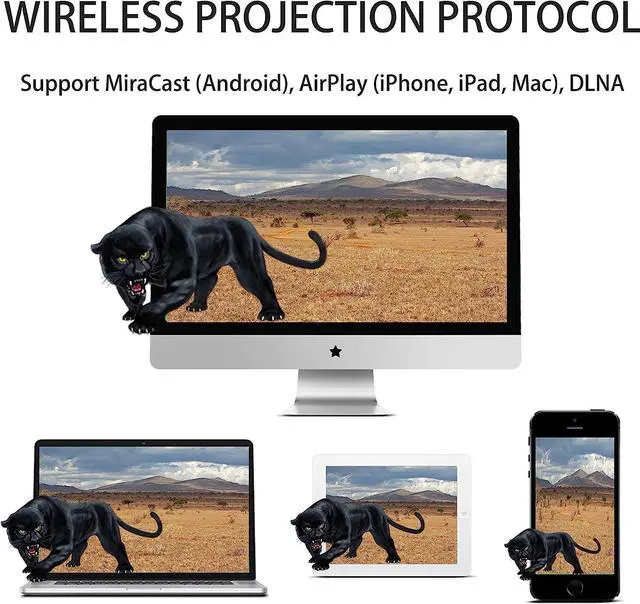 Alt view image 4 of 7 - GloryKylin EVACast - 2.4/5G 1080P Wireless Display Adapter, WiFi HDMI Display Receiver Compatible with iOS/Android/Windows for TV/Monitor/Projector, Support Miracast/DLNA/Airplay (Rose Gold)