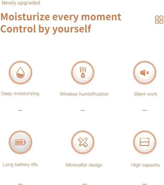 Alt view image 5 of 7 - GKI Portable Humidifiers, Cool Mist Humidifier 600ml Portable Air Diffuser, Auto Shot-Off, for Bedroom, Baby, Office, Home, Office (Brown)
