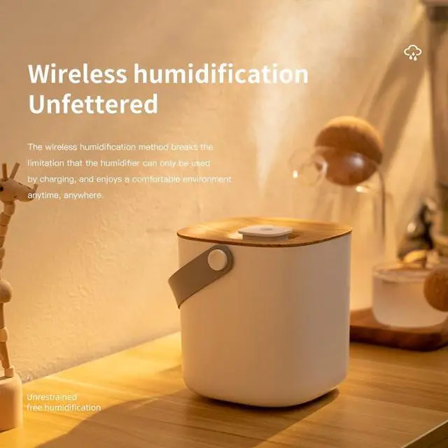 Alt view image 2 of 7 - GKI Portable Humidifiers, Cool Mist Humidifier 600ml Portable Air Diffuser, Auto Shot-Off, for Bedroom, Baby, Office, Home, Office (Brown)