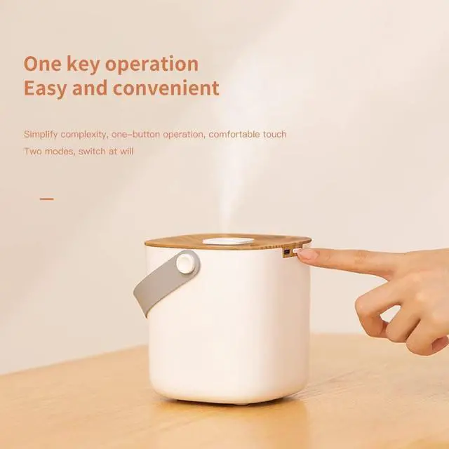 Alt view image 4 of 7 - GKI Portable Humidifiers, Cool Mist Humidifier 600ml Portable Air Diffuser, Auto Shot-Off, for Bedroom, Baby, Office, Home, Office (Brown)