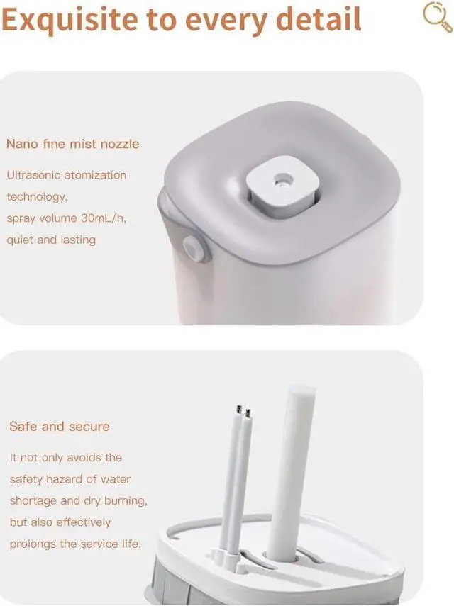 Alt view image 6 of 7 - GKI Portable Humidifiers, Cool Mist Humidifier 600ml Portable Air Diffuser, Auto Shot-Off, for Bedroom, Baby, Office, Home, Office (Brown)