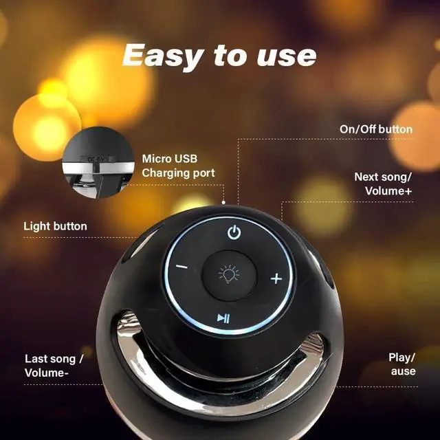 Alt view image 2 of 7 - EVA Sing LED Flame Bluetooth Speaker, for Camping Accessories Travel Home Party Yards and Pools. (Black)