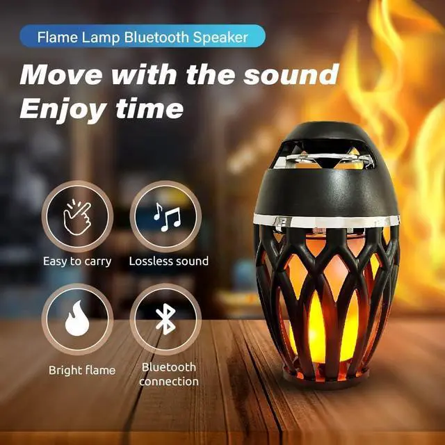 Alt view image 4 of 7 - EVA Sing LED Flame Bluetooth Speaker, for Camping Accessories Travel Home Party Yards and Pools. (Black)