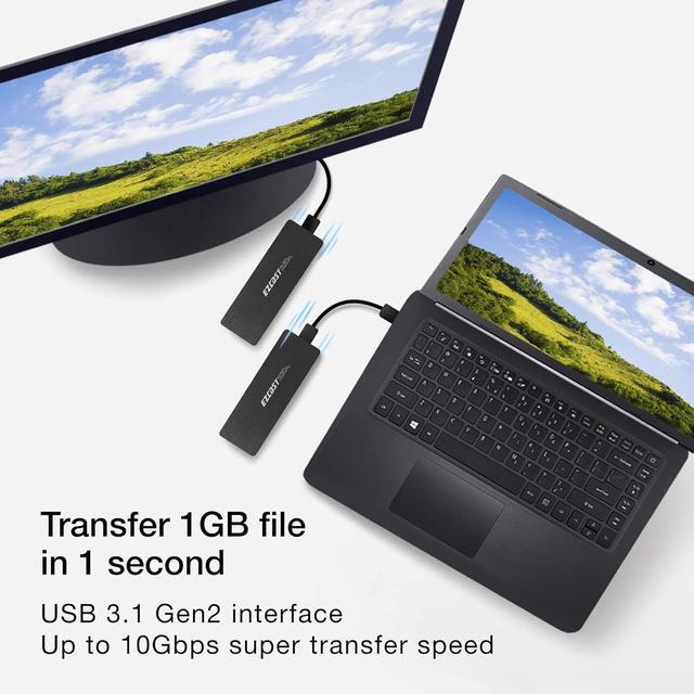 Alt view image 2 of 6 - EZCast S8000 Plus, M.2 NVME SSD Enclosure Adapter, USB C 3.1 Gen 2 (10 Gbps) to NVME PCI-E M-Key Solid State Drive External Enclosure for NVMe PCIe 2230/2242/2260/2280