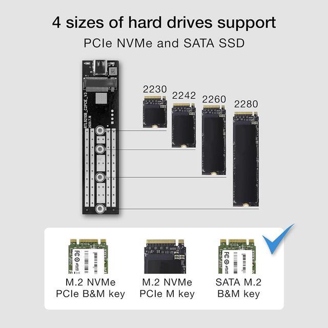 Alt view image 3 of 6 - EZCast S8000 Plus, M.2 NVME SSD Enclosure Adapter, USB C 3.1 Gen 2 (10 Gbps) to NVME PCI-E M-Key Solid State Drive External Enclosure for NVMe PCIe 2230/2242/2260/2280