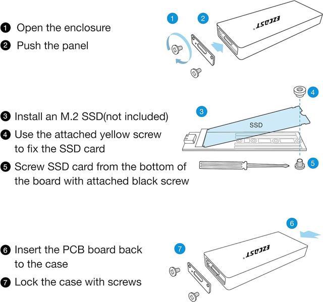Alt view image 6 of 6 - EZCast S8000 Plus, M.2 NVME SSD Enclosure Adapter, USB C 3.1 Gen 2 (10 Gbps) to NVME PCI-E M-Key Solid State Drive External Enclosure for NVMe PCIe 2230/2242/2260/2280