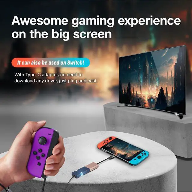 Alt view image 5 of 7 - GK Cast Wireless Display Transmitter and Receiver Kit Support 4K, USB-C & HDMI Dual Transmit Ports, Wireless Presentation Equipment for Laptop, PC, Smartphone, Projector, HDTV 165FT/50M. (PINK)