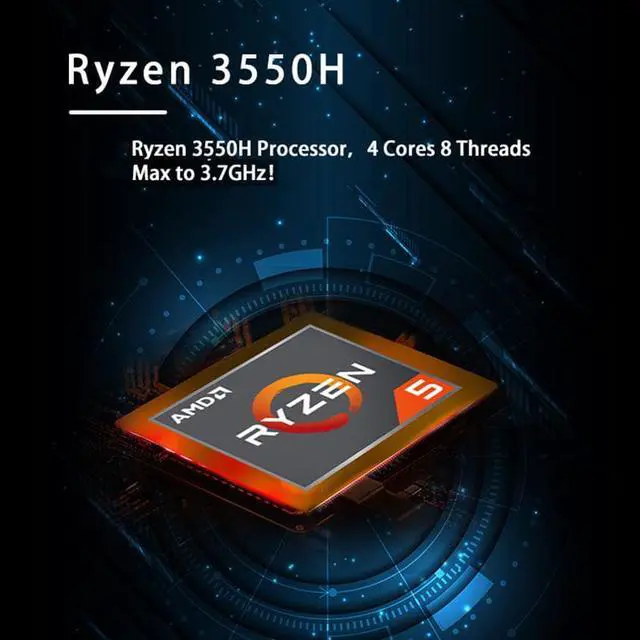 Alt view image 6 of 7 - GenMachine Mini PC AMD Ryzen 5 3550H,16GB RAM 2TB M.2 NVMe SSD,AMD Radeon Vega 8 Graphics,2 x 4K Output, 1 x HDMI Ports,1 x DP Ports,4 x USB 3.0,Wifi5,Bluetooth4.2,Windows 11 Pro Desktop Computer
