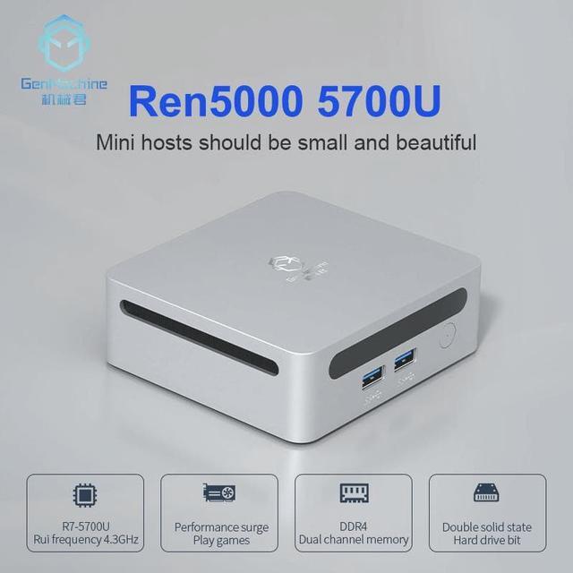 Alt view image 4 of 7 - GenMachine Mini PC AMD Ryzen 7 5700U,16GB RAM 1TB M.2 NVMe SSD,AMD Radeon Graphics,2 x 4K Output, 2 x HDMI Ports,2 x USB 3.0,1 x Type-C,Wifi6,Bluetooth5.2,Windows 11 Pro Desktop Computer