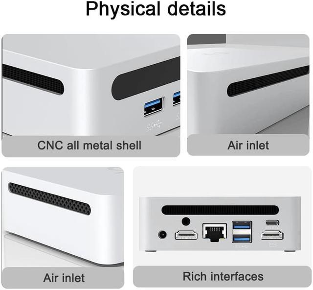 Alt view image 3 of 7 - GenMachine Mini PC AMD Ryzen 7 5700U,16GB RAM 1TB M.2 NVMe SSD,AMD Radeon Graphics,2 x 4K Output, 2 x HDMI Ports,2 x USB 3.0,1 x Type-C,Wifi6,Bluetooth5.2,Windows 11 Pro Desktop Computer