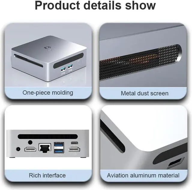 Alt view image 4 of 7 - GenMachine Mini PC AMD Ryzen 7 7730U 8C16T,32GB RAM 512GB M.2 NVMe SSD,AMD Radeon Graphics,2 x 4K Output, 2 x HDMI Ports,2 x USB 3.0,1 x Type-C,Wifi6,Bluetooth5.2,Windows 11 Pro Desktop Computer