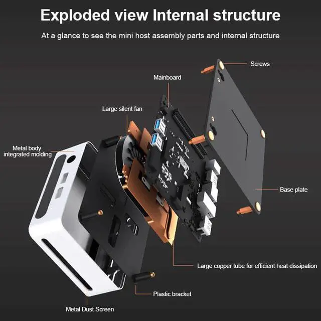 Alt view image 2 of 7 - GenMachine Mini PC Intel i5 1235U,16GB RAM 512GB M.2 NVMe SSD,Intel® Iris® Xe Graphics,2 x 4K Output, 2 x HDMI Ports,2 x USB 3.0,1 x Type-C,Wifi6,Bluetooth5.2,Windows 11 Pro Desktop Computer