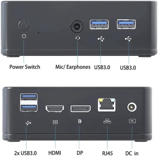 Alt view image 3 of 7 - GenMachine Mini PC AMD Ryzen 5 3550H,without RAM&SSD,AMD Radeon Vega 8 Graphics,2x 4K Output, 1xHDMI Ports ,1xDP Ports,1x Audio,4 x USB 3.0,Wifi5 , Bluetooth4.2,Desktop Computer