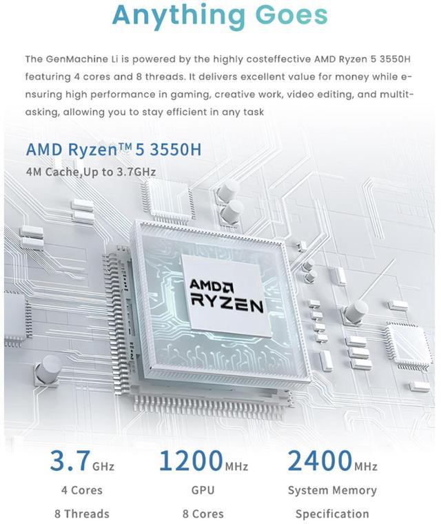 GenMachine Mini PC AMD Ryzen 5 3550H,16GB RAM 512GB M.2 NVMe GenMachine Mini PC AMD Ryzen 5 3550H,16GB RAM 512GB M.2 NVMe