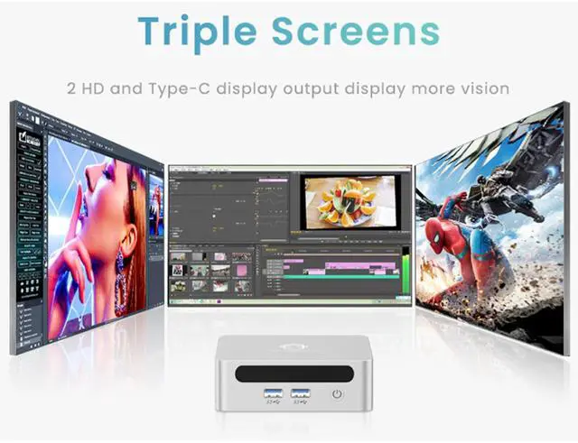 Alt view image 6 of 7 - GenMachine Mini PC AMD Ryzen 3 4300U Mini Computers Up to 3.7GHz 4c/4t, 8GB DDR4, 256GB SSD & M.2 NVME, Gaming PC with Wifi6/BT5.2/DHMI/DP, Gaming/Office/Design