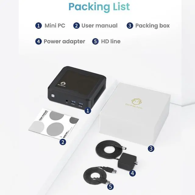 Alt view image 8 of 7 - GenMachine Mini PC AMD Ryzen 7 3750H Mini Computers Up to 4.0GHz 4c/8t, 8GB DDR4, 256GB SSD & M.2 NVME, Gaming PC with Wifi6/BT5.2/DHMI/DP, Gaming/Office/Design