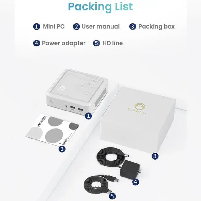 Alt view image 7 of 7 - GenMachine Mini PC AMD Ryzen 5 3550H,16GB RAM 512GB M.2 NVMe SSD, AMD Radeon Vega 8 Graphics,2 x 4K Output, 1 x HDMI Ports,1 x DP Ports,4 x USB 3.0, Wifi5,Bluetooth4.2, Desktop Computer - White