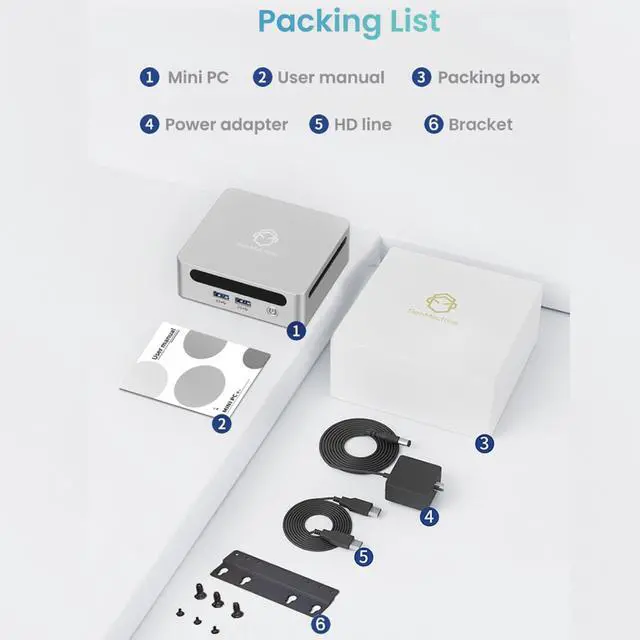 Alt view image 7 of 7 - GenMachine Mini PC AMD Ryzen 7 7530U (up 4.5GHz), 16GB DDR4 3200MHz, 512GB SSD, USB4.0, Dual 2.5G LAN, 4K Triple Display, Small Desktop Computer, Windows 11 Pro Mini Desktop for Work, Gaming, Home