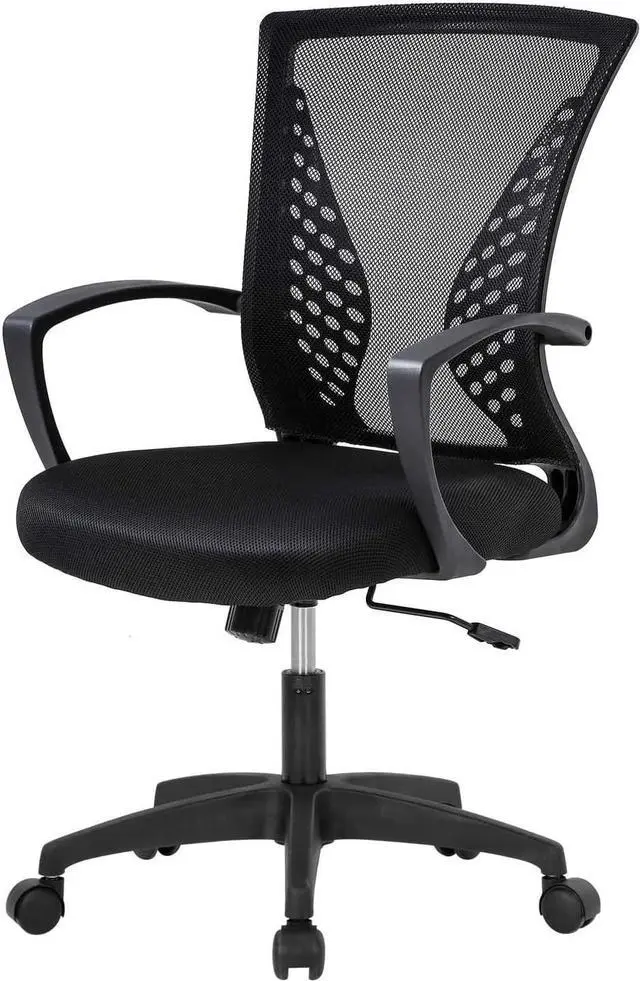 Main image of Home Office Chair Ergonomic Chair Mid Back PC Swivel Lumbar Support Adjustable Desk Task Computer Comfortable Mesh Chair with Armrest (Black)