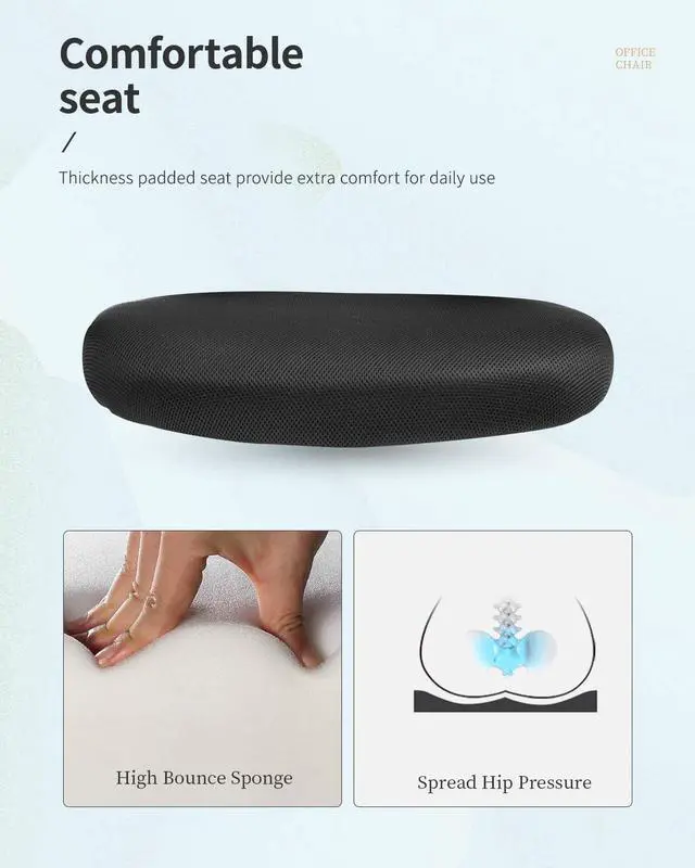 Alt view image 6 of 7 - Home Office Chair Ergonomic Chair Mid Back PC Swivel Lumbar Support Adjustable Desk Task Computer Comfortable Mesh Chair with Armrest (Black)