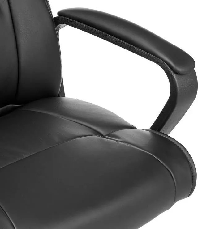Alt view image 6 of 7 - Amazon Basics Classic Leather-Padded Mid-Back Office Desk Chair with Armrest - Black