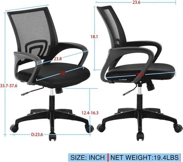 Alt view image 3 of 7 - Office Chair Ergonomic Upgraded Desk Chair Mesh Computer Chair with Lumbar Support Executive Rolling Swivel Chair for Home Office(Black)