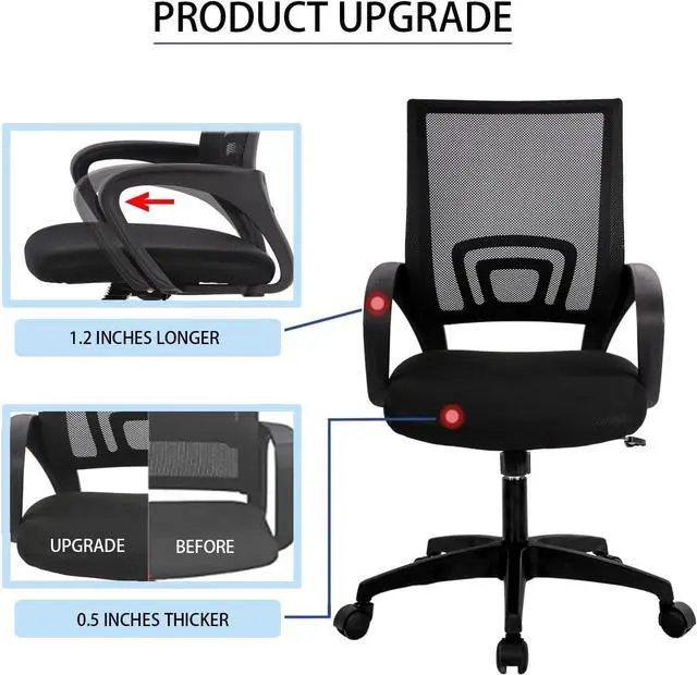 Alt view image 4 of 7 - Office Chair Ergonomic Upgraded Desk Chair Mesh Computer Chair with Lumbar Support Executive Rolling Swivel Chair for Home Office(Black)