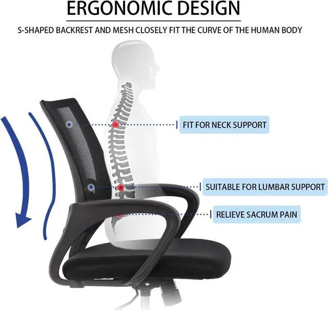 Alt view image 7 of 7 - Office Chair Ergonomic Upgraded Desk Chair Mesh Computer Chair with Lumbar Support Executive Rolling Swivel Chair for Home Office(Black)