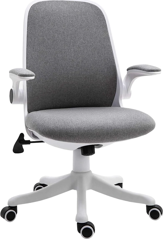 Main image of Vinsetto Office Chair 360° Swivel Task Desk Breathable Fabric Computer Chair with Flip-up Arms and Adjustable Height, Grey