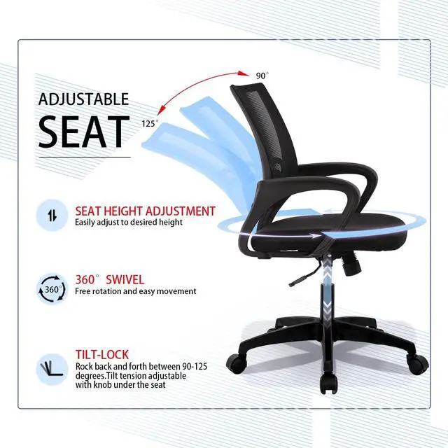 Alt view image 5 of 7 - Office Chair Ergonomic Upgraded Desk Chair Mesh Computer Chair with Lumbar Support Executive Rolling Swivel Chair for Home Office(Black)