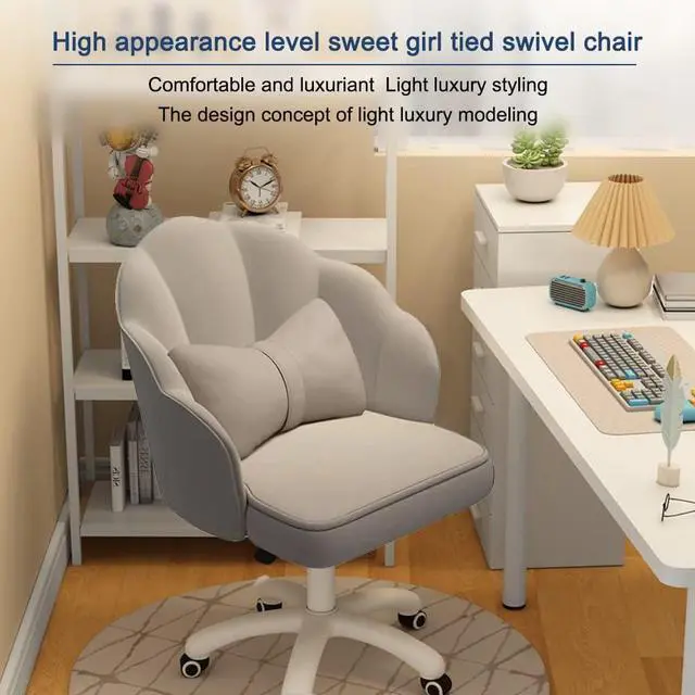 Alt view image 3 of 7 - Home Office Desk Butterfly Chair with Mid-Back Upholstered Modern Tufted Computer Task Chair Swivel Height Adjustable Velvet Accent Chair