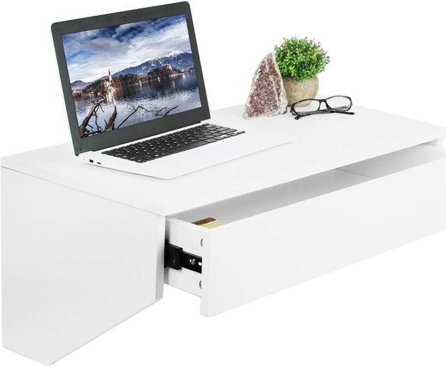 White Floating Desk with Storage