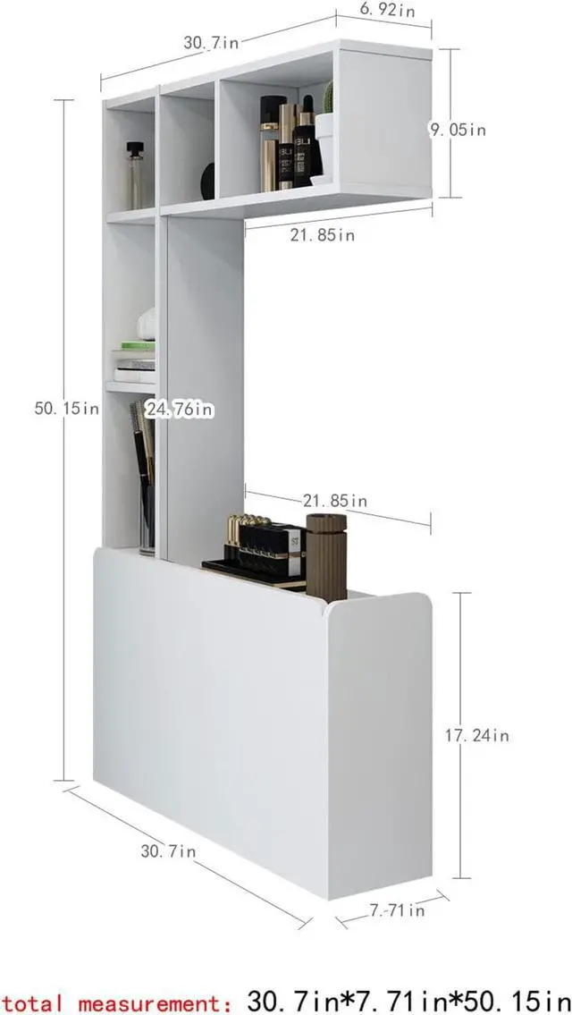 Alt view image 3 of 7 - Pmnianhua Floating Desk,Wall Mounted Desk Folding,Hidden Pull Down Desk,Space Saving Desk,Folding Wall Desk for Small Space Apartment Bedroom(White)