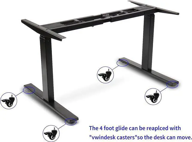 Alt view image 7 of 7 - VWINDESK VJ201-S3 Electric Height Adjustable Sitting Standing Desk Frame Only/Sit Stand - Dual Motors 3 Segment Motorized Desk Base Only,Black