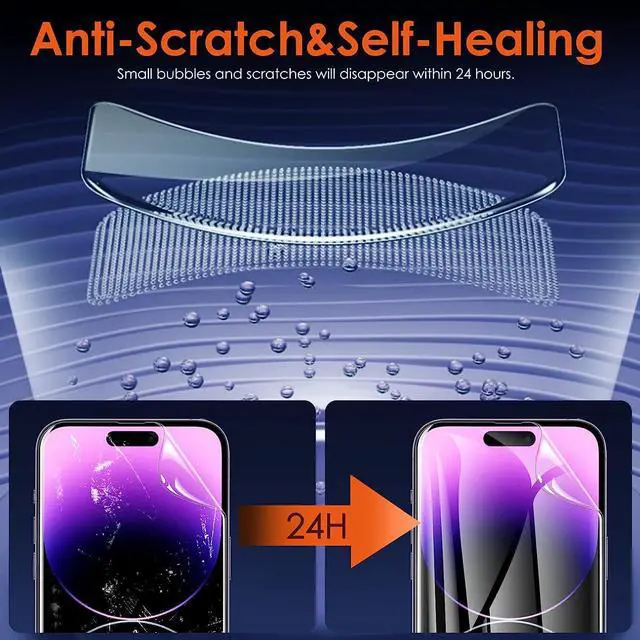 Alt view image 3 of 6 - [3 Pack Hydrogel Film Screen Protector for iPhone 16e / iPhone 14 Pro/iPhone 14 / iPhone 13 Pro/iPhone 13 (6.1 inch), Soft TPU Transparent Protective Screen Protector Film (Not Tempered Glass)