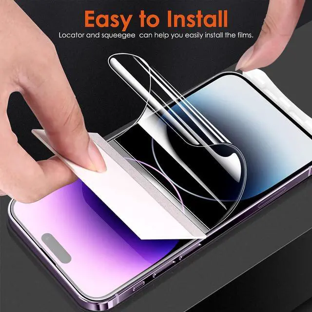 Alt view image 5 of 6 - [3 Pack Hydrogel Film Screen Protector for iPhone 16e / iPhone 14 Pro/iPhone 14 / iPhone 13 Pro/iPhone 13 (6.1 inch), Soft TPU Transparent Protective Screen Protector Film (Not Tempered Glass)
