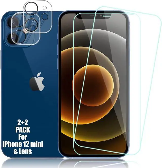 Main image of BIGFACE Compatible with iPhone 12 Mini Screen Protector + Camera Lens Protectors, [2 + 2 Pack] Premium HD Clear Tempered Glass, 3D Curved Anti-Bubble Accuracy Film for iPhone 12 Mini(5.4 Inch)