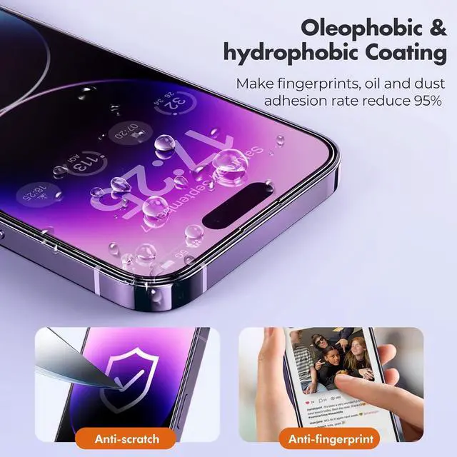 Alt view image 6 of 7 - UNBREAKcable 3-Pack Screen Protector for iPhone 14 Pro Max, Double Shatterproof Tempered Glass [Easy Installation Frame] [9H Hardness] [99.99% HD Clear] [Case Friendly] for iPhone 6.7 inch