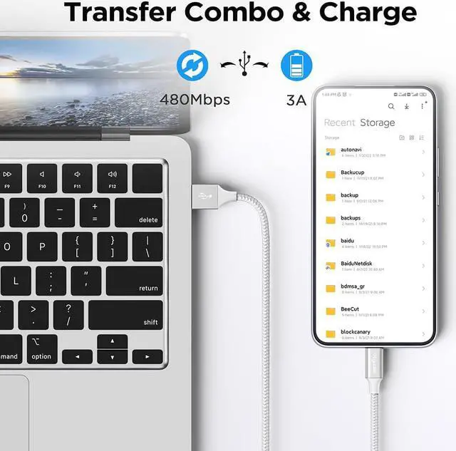 Alt view image 3 of 7 - etguuds USB A to USB C Cable 5-Pack (3/3/6/6/10 ft), Fast Charging Type C Charger Cord for iPhone 16 15 Pro/Pro Max/Plus, for Samsung Galaxy S24 S23 S22 S21 S20 S10 A55 A54 Flip, Pixel, Moto G, White