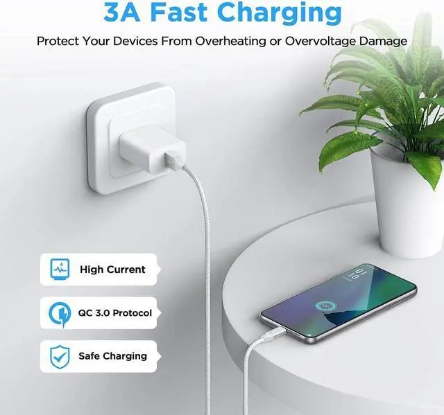 Alt view image 4 of 7 - etguuds USB A to USB C Cable 5-Pack (3/3/6/6/10 ft), Fast Charging Type C Charger Cord for iPhone 16 15 Pro/Pro Max/Plus, for Samsung Galaxy S24 S23 S22 S21 S20 S10 A55 A54 Flip, Pixel, Moto G, White