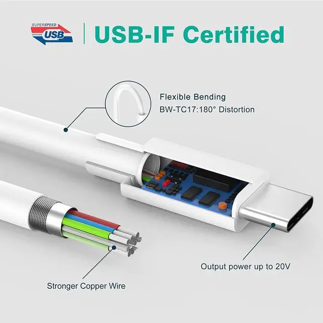Alt view image 3 of 7 - IFEART 2 Pack 3.3ft/1m USB C to USB C Cable for iPhone 16 15 Pro Max Plus, iPad Pro 13 12.9 11 inch, iPad Air 5 4, Mini 6, MacBook Air MacBook Pro Charger, Pixel 7 Pro, Type C Fast Charging Cord