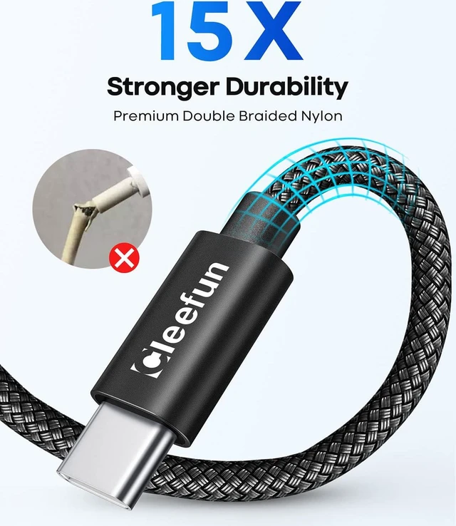 Alt view image 5 of 7 - CLEEFUN USB C Cable 6ft, 5Pack USB A to USB Type C Charging Cable Fast Charge Braided Charger Cord for iPhone 16 15 Pro Max, Samsung Galaxy S24 S23 S22 S21 S20 FE Ultra S10, Pixel