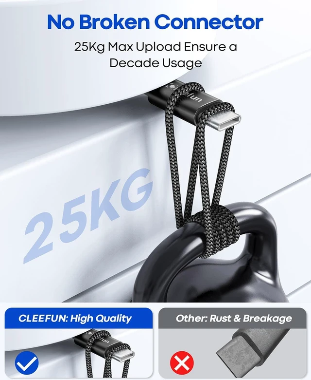 Alt view image 6 of 7 - CLEEFUN USB C Cable 6ft, 5Pack USB A to USB Type C Charging Cable Fast Charge Braided Charger Cord for iPhone 16 15 Pro Max, Samsung Galaxy S24 S23 S22 S21 S20 FE Ultra S10, Pixel