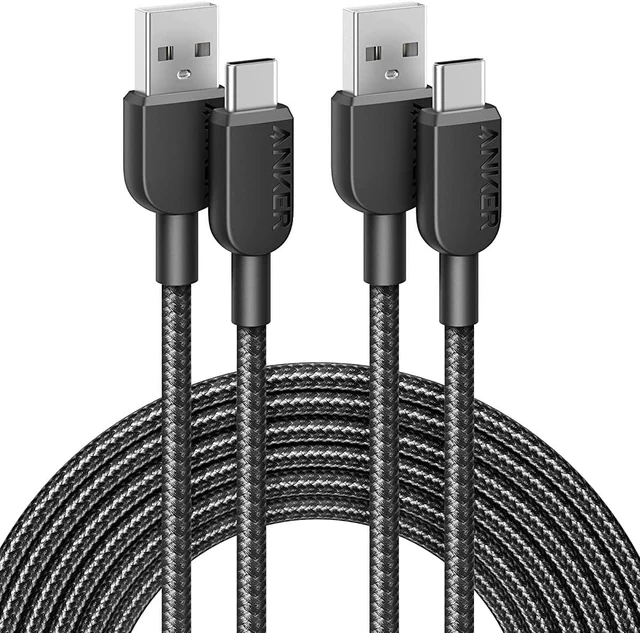 Main image of USB A to USB C Cable Charger Cord (2-Pack 10 ft Black)