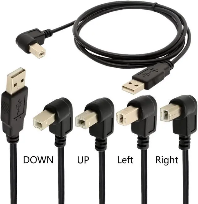 Alt view image 3 of 7 - USB Printer Cable 3.3Ft USB Type A to Type B Cable USB 2.0 A Male to B Male 90 Degree Printer USB Cord for HP Canon  Epson Lexmark and More Printers(UP)
