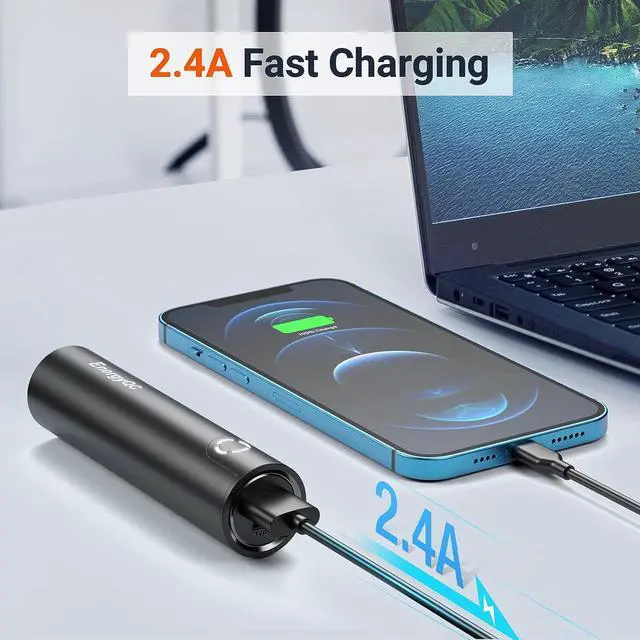Alt view image 2 of 7 - EnergyQC Fast Charging Portable Charger 5000mAh,External Battery Power Bank with 5V/2.4A Output and USB-C Input(Recharge Only), Battery Pack Compatible with iPhone,Samsung Galaxy and More-Black