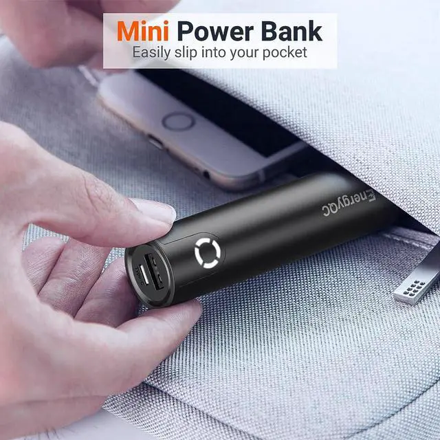 Alt view image 7 of 7 - EnergyQC Fast Charging Portable Charger 5000mAh,External Battery Power Bank with 5V/2.4A Output and USB-C Input(Recharge Only), Battery Pack Compatible with iPhone,Samsung Galaxy and More-Black