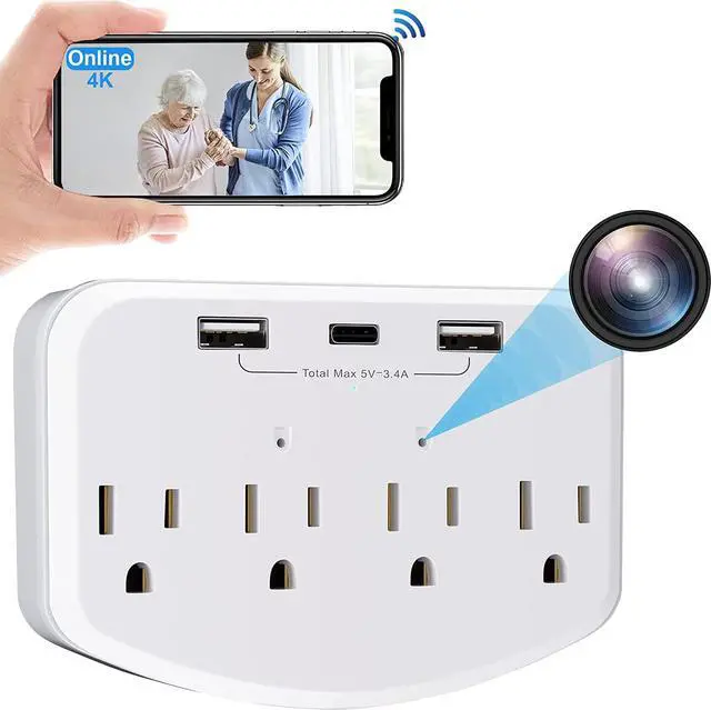 Main image of HD 1080P Wireless Dome Wall Outlet Camera, Mini Nanny Cam, WiFi Indoor Surveillance System with Motion Detector, Remote Monitoring for Baby, Pet, Home and Office Security