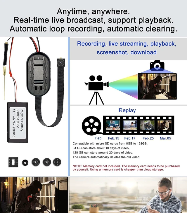 Alt view image 3 of 7 - 5G Wi-Fi Cameras, DIY Cameras, Self-Battery Cameras, Micro Cameras, Small Cameras, Action Cameras, Mini Cameras, Security Cameras, Web Cameras, Live Streaming Cameras.